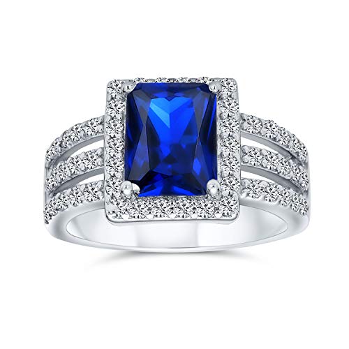 Personalize Art Deco Style 3CTW Rectangle AAA CZ Green Blue Emerald Cut Halo Cocktail Statement Engagement Ring For Women Wide Band .925 Sterling Silver Customizable2