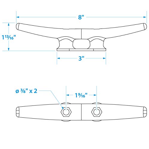 Seachoice Open Base Dock Cleat, Galvanized Gray Iron, 8 In. #TOP6