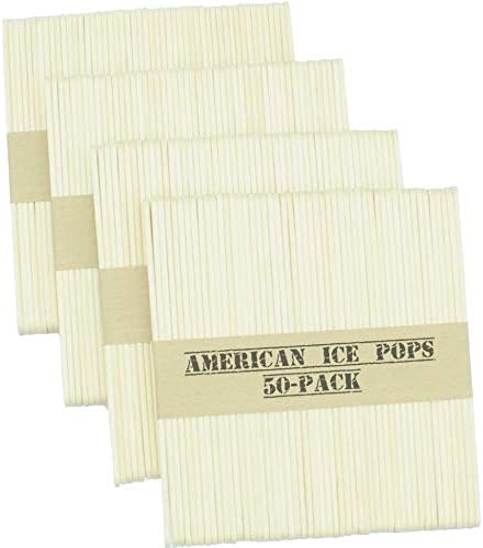 American Ice Pop Maker - Frozen Popsicle Mold Wooden Ice Cream Sticks (200 STICKS, Natural)