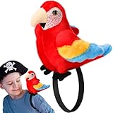 HyDren 1 Piece Halloween Stuffed Pirate Parrot on Shoulder 7 Inch Plush Shoulder Parrot Gift for Costume Accessory Animal Toys Cosplay Prop for Birthday Halloween Party (Classic,Red)
