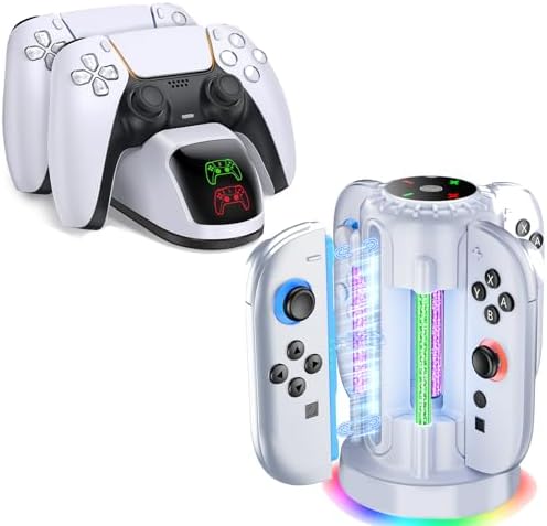 PS5 Controller Charger and Switch 2 Charger,White