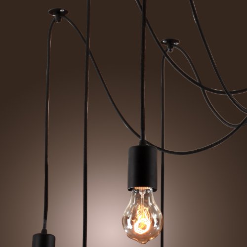 Lightinthebox 10 Arms Spider Classic Ceiling Light, Industrial Adjustable Diy Ceiling Pendant Light Fixture Modern Chic Chandelier Hanging Light For Living Room Dinning Room Bedroom Black #TOP7