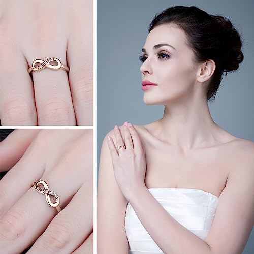Image of JewelryPalace 14k White Yellow Rose Gold Plated 925 Sterling Silver Rings for Women, Cubic Zirconia Promise Rings for Her, Stackable Wedding Bands Rings for Women Infinity Forever Love Knot Ring