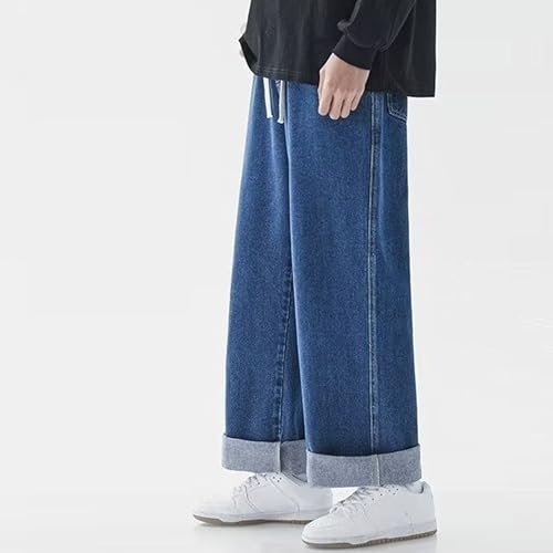 Baggy Jeans for Men Casual Loose Fit Joggers Elastic Waist Drawstring Straight Leg Boyfriend Denim Pants4