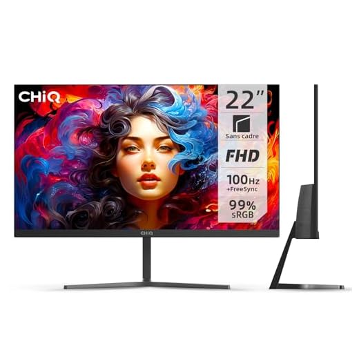 CHIQ 22F650, Écran 22 Pouces, Moniteur PC FHD (1920 x 1080), FreeSync + 100 Hz, Ultra-Mince, 99% sRVB, HDMI, VGA, Montage VESA,2024