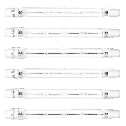 LedWekei Halogen Light Bulbs, T3 R7s 118mm 400W J Type Bulb, Warm White 2700K Double Ended for Work Security