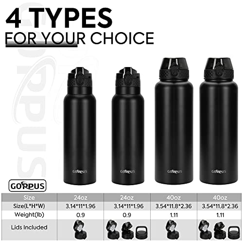 GOPPUS 750ml/26oz Stainless Water Bottle with Straw Double Wall Insulated Bottles with Strap Reusable Vacuum Thermal Flask Leakproof Keep Cold Drinks Bottles with Flip Top Lid for Men Women BPA Free - Image 2