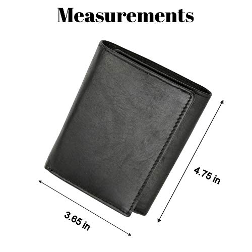 RFID Genuine Leather Trifold Badge Holder Wallet Black, Police Badge Holder - Image 5