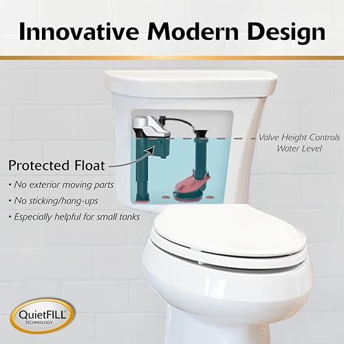 Image of Korky 818MP QuietFILL Platinum Universal Toilet Fill Valve & 2 inch Toilet Flapper Kit, Silver