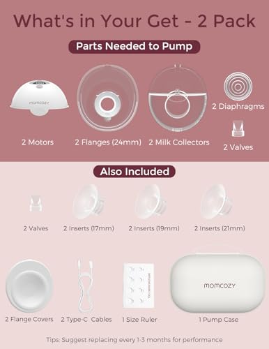 Momcozy M5 Hands Free Breast Pump, Wearable Pump of Baby Mouth Double-Sealed Flange with 3 Modes & 9 Levels, Electric & Portable Pump, 2 Count, Gray - Image 7