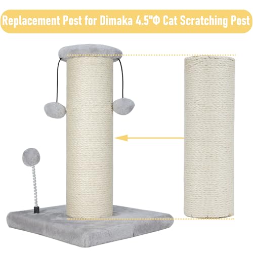 Dimaka Ersatzstange für Kratzbaum, 11,7 cm Durchmesser, 39,9 cm Länge, mit natürlichem Sisal überzogen