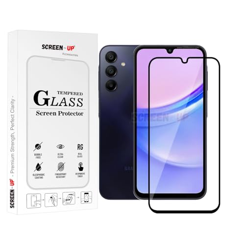 Image of ScreenUp Tempered Glass For Samsung Galaxy A15 - Ultra Clear, 9H Scratch Resistant, Full Coverage, Easy Install Screen Protector