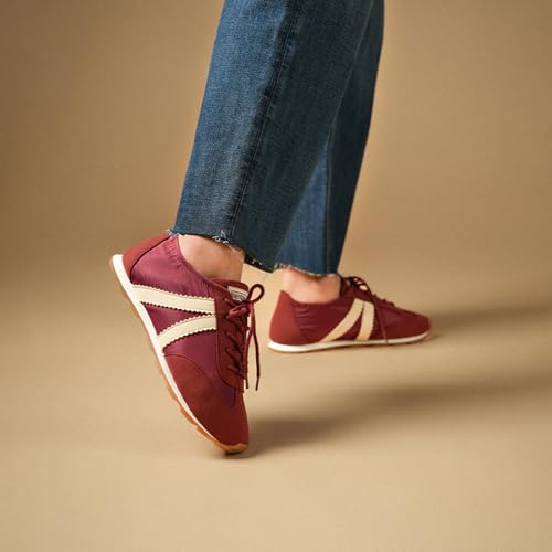 Image of Theater Fuji Casual Sneakers in Suede for Women | Stylish Flat Lace-Up Shoes | Lightweight Comfortable Footwear with Cushioned Insole