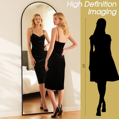 Image of 59 inchx16 inch Floor Mirror Full Length, Arched Full Length Mirror with Stand, Full Body Mirrors for Bedroom Living Room or Cloakroom Black