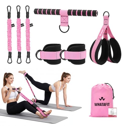Image of WHATAFIT Pedal Resistance Band with Handles & Ankle Straps 3-Level Home Gym