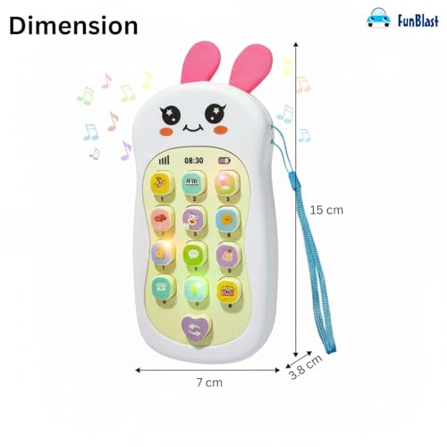 Image of FunBlast Cartoon Musical Mobile Phone for Kids, Mobile with Light & Sound Toys for Babies | Educational Toys for Kids 3+ Years /Boys /Girls-1 Unit (Bunny-White)