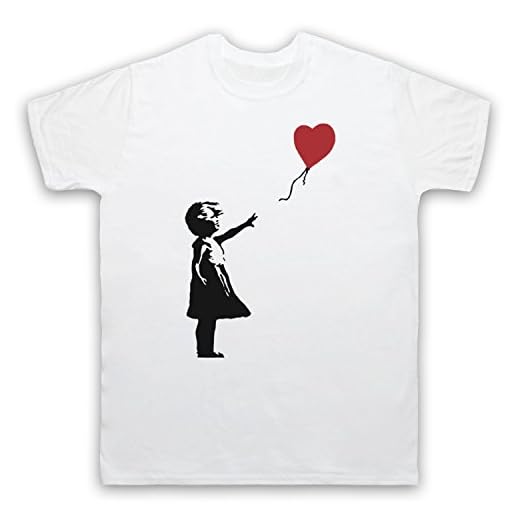 My Icon Art & Clothing Banksy Girl Heart Balloon Graffiti Street Art - Camiseta para hombre Blanco M