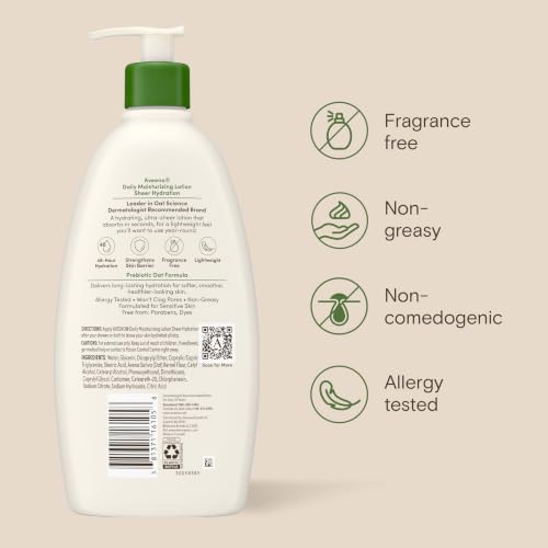 Aveeno Daily Moisturizing Body Lotion, Fragrance-Free, 18 fl. oz - image 9