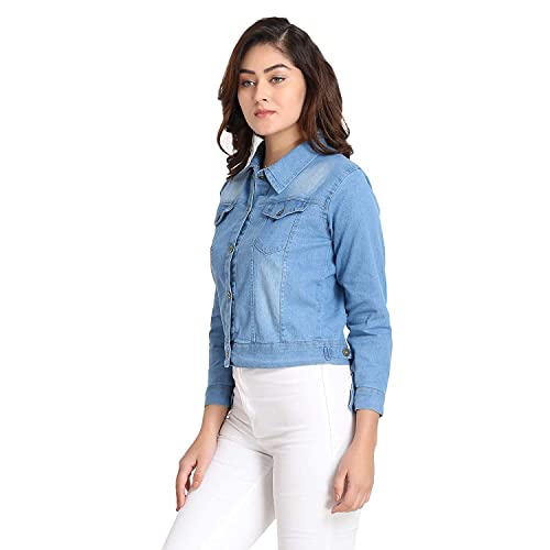 Image of Solid Regular Denim Jacket For Women