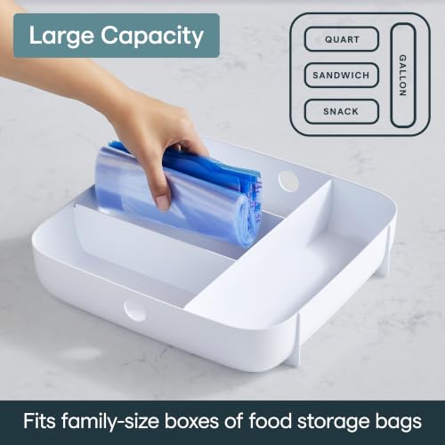 Image of YouCopia StoraBag Food Bag Dispenser, Family Size 4-Slot, Plastic Sandwich Bags Drawer Organizer for Kitchen Storage