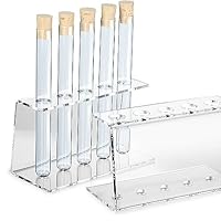Tuuters Acryl Reagenzglasständer mit Reagenzglas, Reagenzglashalter, Gewürzregal, mit Korken (5-Loch Ø16mm +Glas)