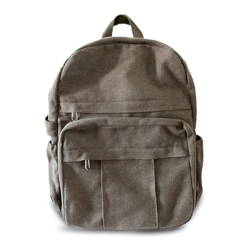 Mochila para laptop para mujer, bolsa de lona, mochila vintage de viaje duradera, mochila casual retro, mochila de trabajo (verde militar), Verde militar