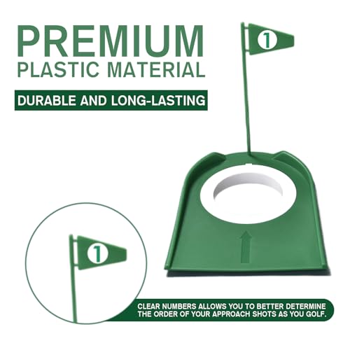 9 Pack Golf Putting Cups with Flags, Plastic Training Aids with Golf Ball Retriever, Putting Training Hole Set for Indoor Outdoor - Image 3