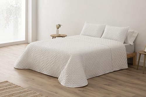 Colcha Lisa Suave Platinium Chelo Blanco. Colcha Cama 90-180X270 cm.