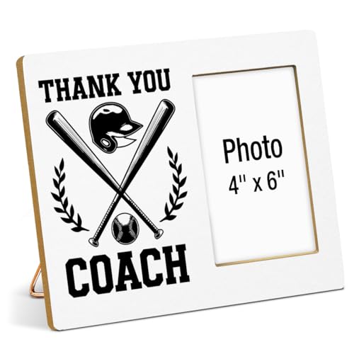 Baseball Coach Gift Photo Frame, Thank You Appreciation Gifts for Men Coaches, Baseball Sport Graduation Wooden Picture Frames, Photo 4 x 6 Inches