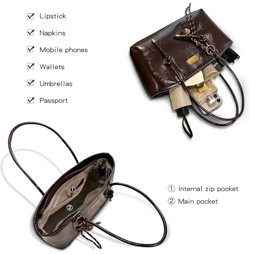 Leather Shoulder Bag for Women - Small Hobo Purse Trendy Handbag Retro Bowler Bag with Bell Decoration4