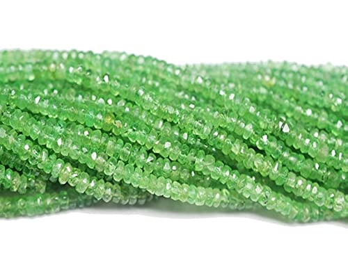 Perles tsavorite facettée 2.5-3.5mm fil 16 pouces pour création bijoux diy