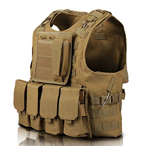 Invenko Tactical Molle Airsoft Vest Paintball Combat Soft Vest Tan #TOP6