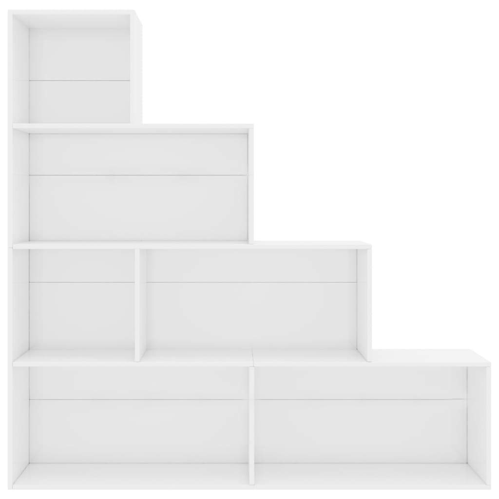 Festnight Boekenkast met 6 open planken, ruimteverdeler, hoge plank, opbergrek, trappenrek, ruimteverdeler, boekenkast, archiefkast, staande rek, hoogglans-wit, 155 x 24 x 160 cm, spaanplaat