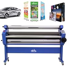 55in Full-auto Wide Format Cold Laminator, Heat Assisted Roll to Roll Large Format Laminating and Mounting Machine, 110V Without Trimmer