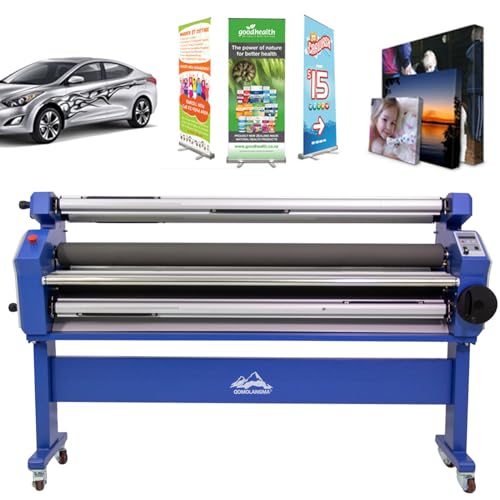 POVOKICI 55in Full-auto Wide Format Cold Laminator, Heat Assisted Roll to Roll Large Format Laminating and Mounting Machine, 110V Without Trimmer US Stock