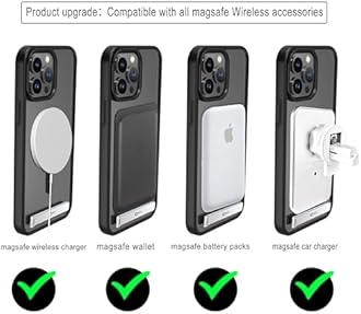 for iPhone 13 Pro Max 6.7 Inch Compatible with MagSafe Charger [with Metal Kickstand] Flexible TPU Translucent Hard PC Back Slim Shockproof Protective Cover (Black)