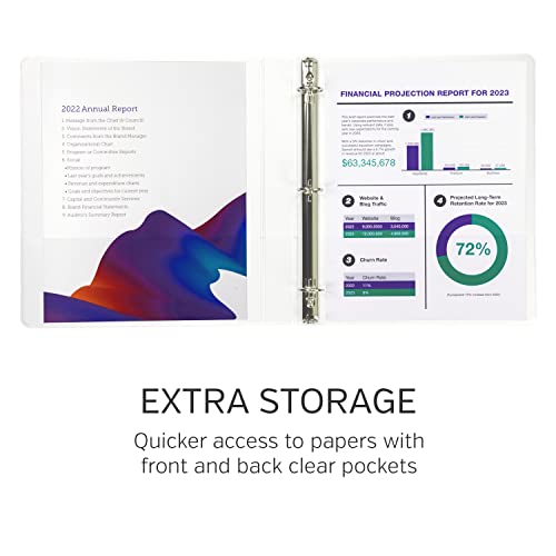 Integrity 3 Ring Binder 1 Inch, White, Pack Of 6, Clear Presentation View, Insertable Front, Back And Spine, Non-Stick, Holds 200 Sheets, 8.5 X 11 Inch, Made In The Usa #TOP3