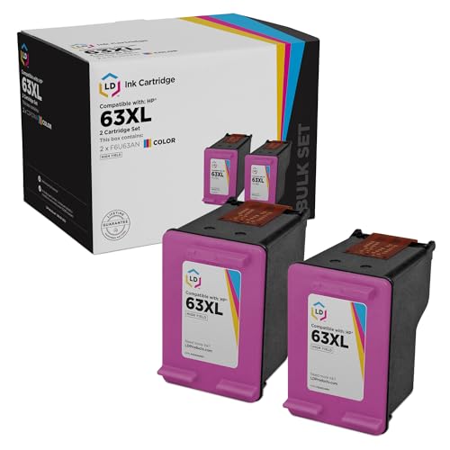 LD Products Remanufactured Cartridge Replacement for HP Ink 63XL F6U63AN High Yield (Color, 2-Pack) for use in Printer 1110, 1111, 1112, 2130, 2131, 2132, 2133, 2134, 2136, 3630, 3631, 4522, and 4528