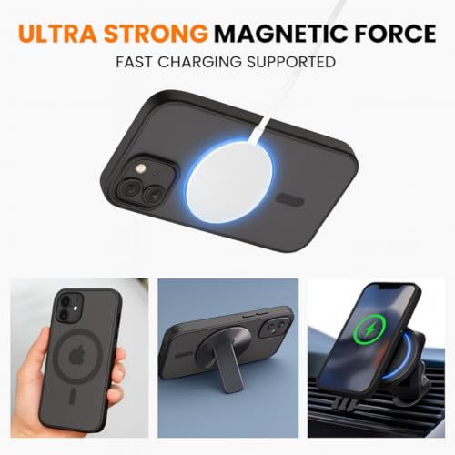 Image of Outagear iPhone Case, Matte Black, Mag-Safe Compatible with Strong Magnetic Force, Shockproof Camera Protection, PC TPU Hybrid (Matte Black, iPhone 12)