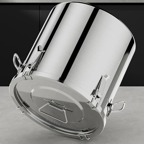 SWRONP 304 Stainless Steel food Storage Containers,5.5Gallon/21Liter Airtight Stainless Steel Bucket With lids,710 OZ Flour Storage Container,Metal Airtight Canister for Rice,Coffee Bean,Dog Food