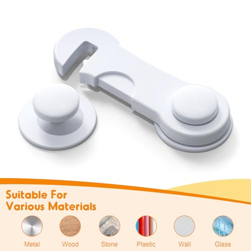 Kimsky 12 Stück Kindersicherung Schrank, Weiß Kindersicherung Schubladen für Babys und Kleinkinder, Schubladensicherung für Möbel, Küche, Schranksicherung Baby Mit Kleber, kein Bohren