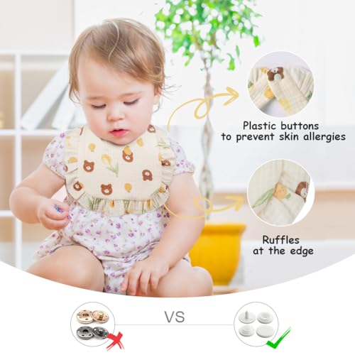 Vicloon 3Pcs-Pattern 2 Cotton Teething Wave Design Bibs, Waterproof, Unisex Baby Bibs for Newborns Toddlers, Babies - Image 3
