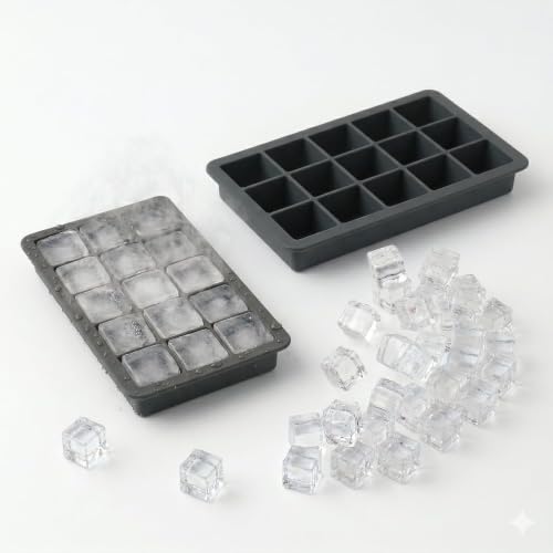 15 Bölmeli Silikon Buz Kalıbı – Kolay Çıkarma, Bpa Free, Büyük Küp Buzluk Tepsisi, Ev, Kokteyl ve İçecekler için Buz Küpü Kalıbı, Dondurucu Dondurma Kalıbı, Buz Kalıpları (2 Adet)