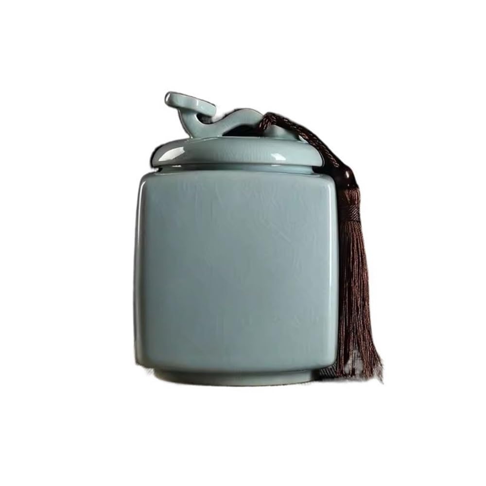 CHENGAIJIAN Tea Canister Chinese Retro Ru Kiln Tea Canister Ceramic Sealed Storage Jar Upscale Decorative Porcelain