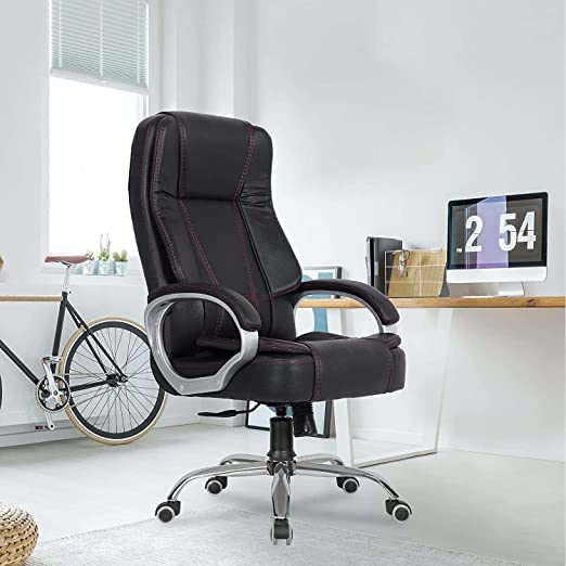 ROAR-WOOD Leatherette Office Chair, High Back Ergonomic Home Office Executive Chair with Spacious Cushion Seat & Heavy Duty Metal Base