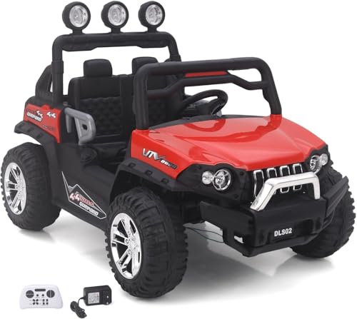 BROKKE Two Seater Red Battery Operated Ride-On Kids Car with Sleek Design (1-8 Yrs) Electric Toy Vehicle Featuring Lights, Music, and Remote Control for Engaging Play_New
