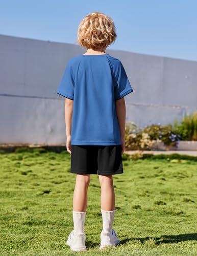 Image of Arshiner Boys Loose Athletic Set Crew Neck T-Shirt & Mesh Short 4-13 Years | Boys Loose Athletic Shorts Set Performance Crew Neck T-Shirt and Mesh Short Outfits Lightweight & Breathable