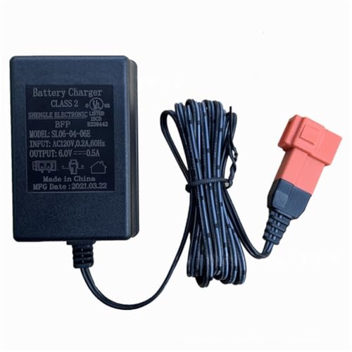 Getdoublerich Chargeur de batterie 6 V 12 V avec connecteur carré à 2 broches, alimentation 500 mA 1000 m pour enfant pour trax pour voitures électriques...
