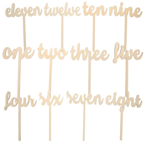 Tinksky 12pcs One-Twelve Wooden Table Numbers on Sticks for Wedding Party Decoration