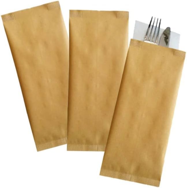 SHOBI Sacchetto portaposate Colore Avana 10 x 25 cm Buste con tovagliolo Doppio Velo 40 x 40 (500)